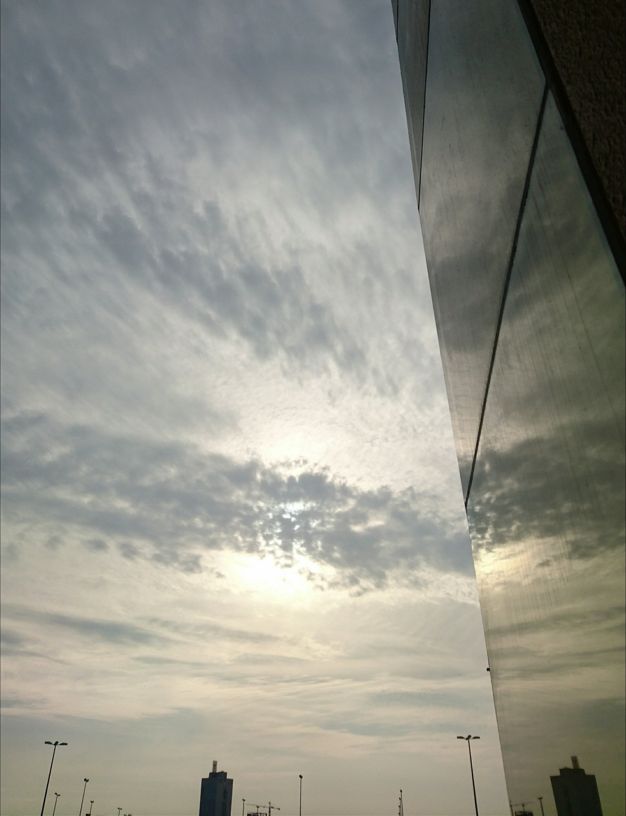 Reflection of the sky on glass 
